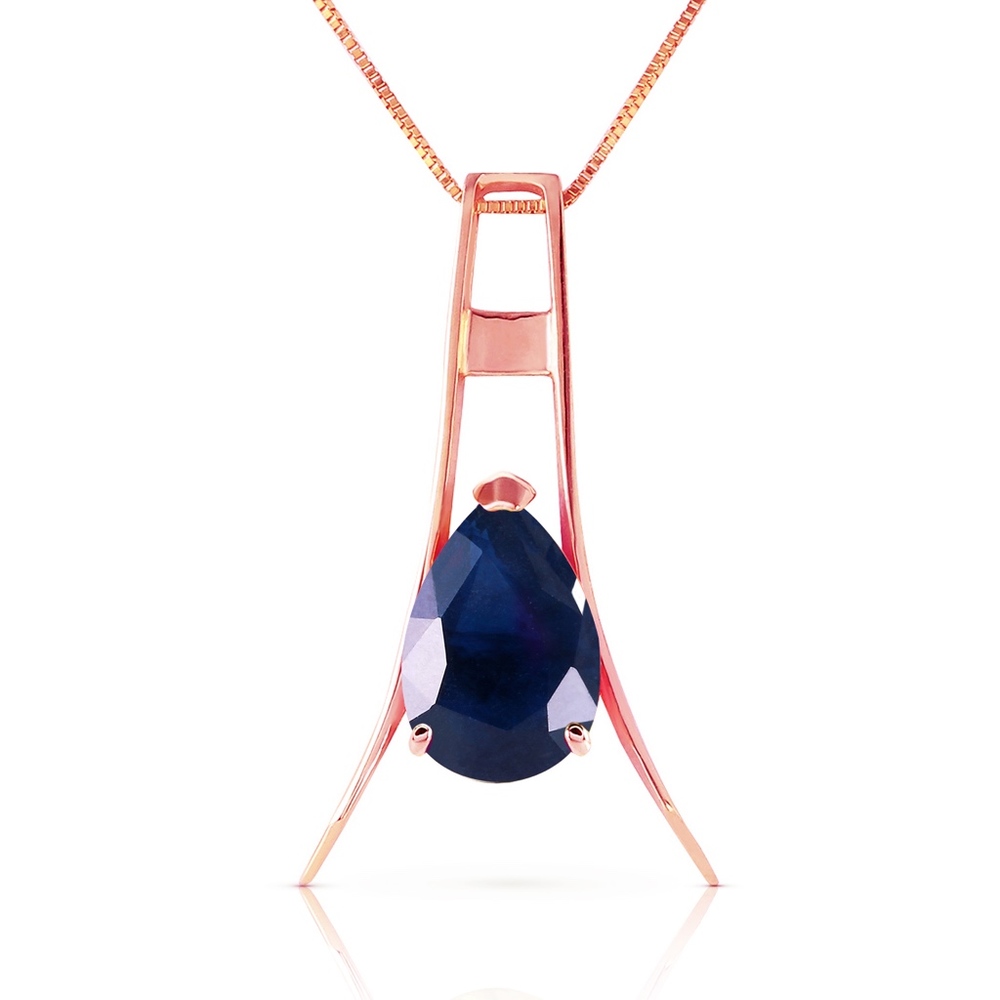 14K. SOLID GOLD NECKLACE WITH NATURAL SAPPHIRE - Picture 3 of 7